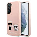 Etui Karl Lagerfeld Silicone Ikonik Karl&Choupette na Samsung Galaxy S22+ - jasnoróżowe