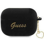 Guess GUAP2LSCHSK AirPods Pro 2 Cover schwarz/schwarz Silikon Charm Heart Collection