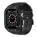 Kingxbar CYF140 2w1 pancerne etui Apple Watch 9, 8, 7 (45 mm) ze stali nierdzewnej z paskiem czarne - OUTLET