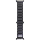 Magnetisches Ringarmband aus echtem Leder mit Audi-Logo für Apple Watch 40/41/42 mm – Schwarz