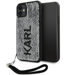 Etui Karl Lagerfeld Sequins Cord na iPhone 11 / Xr - srebrne