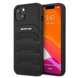 Etui AMG Leather Debossed Lines na iPhone 13 mini - czarne