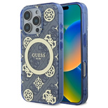 Guess GUHMP16XH4PYEEB iPhone 16 Pro Max 6,9&quot; blau/blaues Hardcase IML Pfingstrose auf 4G-Hintergrund MagSafe