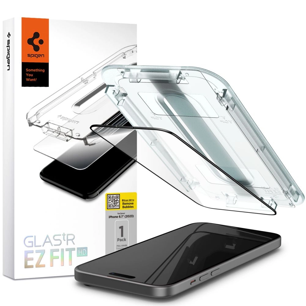 Spigen EZ Fit FC Tempered Glass for iPhone 15 Black