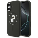 Karl Lagerfeld Silikon Karl&amp;Choupette Ring MagSafe Hülle für iPhone 17 - Schwarz