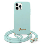Etui Guess Metal Logo Cord na iPhone 12 Pro Max 6,7" - jasnoniebieskie