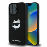 Karl Lagerfeld Silikon Choupette Kopf Print MagSafe iPhone 16 Pro Hülle - Schwarz