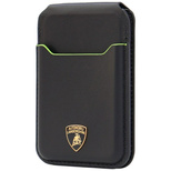 Lamborghini D1 Genuine Leather MagSafe Phone Wallet - Black and Green