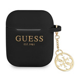 Guess GUA2LSC4EK AirPods 1/2 Hülle schwarz/schwarz Silikon Charm 4G Collection