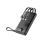 Veger C10 (W1116) 10000-mAh-Powerbank mit integrierten Micro-USB-/USB-C-/ Lightning Kabeln – Schwarz