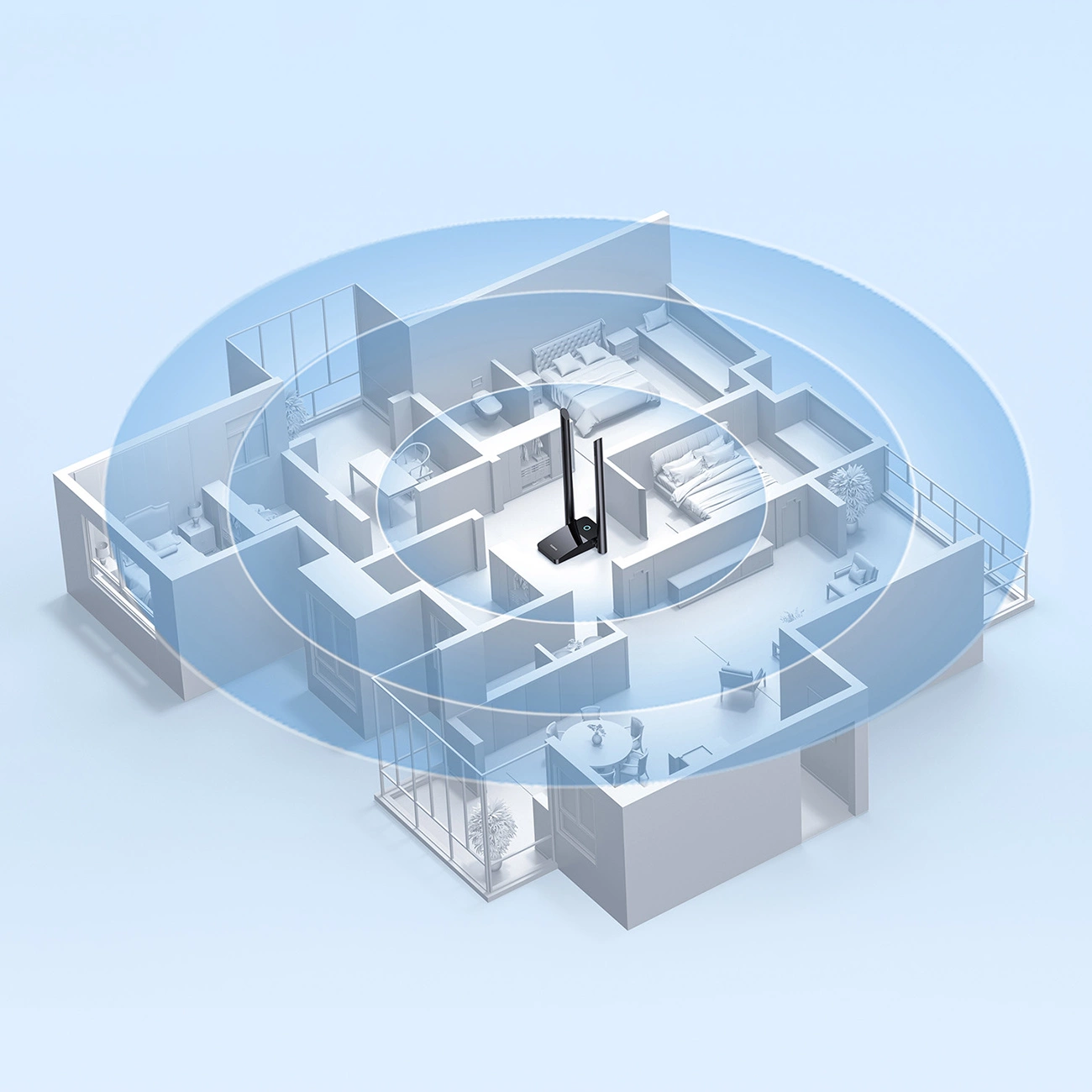 Baseus FastJoy USB network card sending a signal throughout the home space