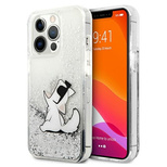 Karl Lagerfeld Liquid Glitter Choupette Fun Case für iPhone 13 Pro Max 6,7&quot; - Silber