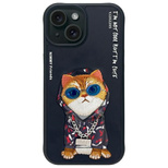 Etui Nimmy Glasses Cool Cat na iPhone 15 - czarne