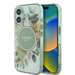 Guess IML Flower &amp; Tonal Circle MagSafe-Hülle für iPhone 16 Plus – Grün