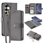 Dux Ducis Lawa Leather Case for Samsung Galaxy S25+ with Detachable Magnetic Wallet - Gray