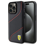 Ferrari Perforated Waves Metal Logo case for iPhone 15 Pro Max - black