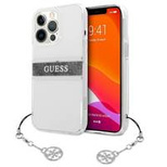 Guess GUHCP13LKB4GGR iPhone 13 Pro / 13 6,1" Transparent hardcase 4G Grey Strap Charm