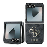 Guess Leather 4G Metal Logo Case for Samsung Galaxy Z Flip 6 - Black