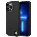 BMW Silicone Metal Logo Case for iPhone 14 Pro - Black