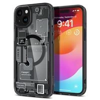 Etui Spigen Ultra Hybrid Mag z MagSafe na iPhone 15 Plus - ciemnoszare (wzór Zero One)
