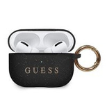 Guess GUACAPSILGLBK AirPods Pro-Abdeckung schwarz/schwarzer Silikon-Glitzer