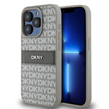 Etui DKNY Leather Mono Stripe & Metal Logo na iPhone 15 Pro - beżowe