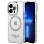 Guess GUHMP14LHTRMS iPhone 14 Pro 6.1&quot; silver/silver hard case Metal Outline Magsafe