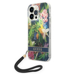 Guess GUOHCP14LHFLSB iPhone 14 Pro 6.1 &quot;blue / blue hardcase Flower Strap