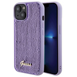 Guess Sequin Script Metal case for iPhone 15 - purple