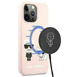 Karl Lagerfeld Silicone Ikonik Karl&amp;Choupette MagSafe Case for iPhone 13 Pro / iPhone 13 - Light Pink