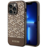 Guess GUHMP14LHGCFSEW iPhone 14 Pro 6.1" brown/brown hard case GCube Stripes MagSafe