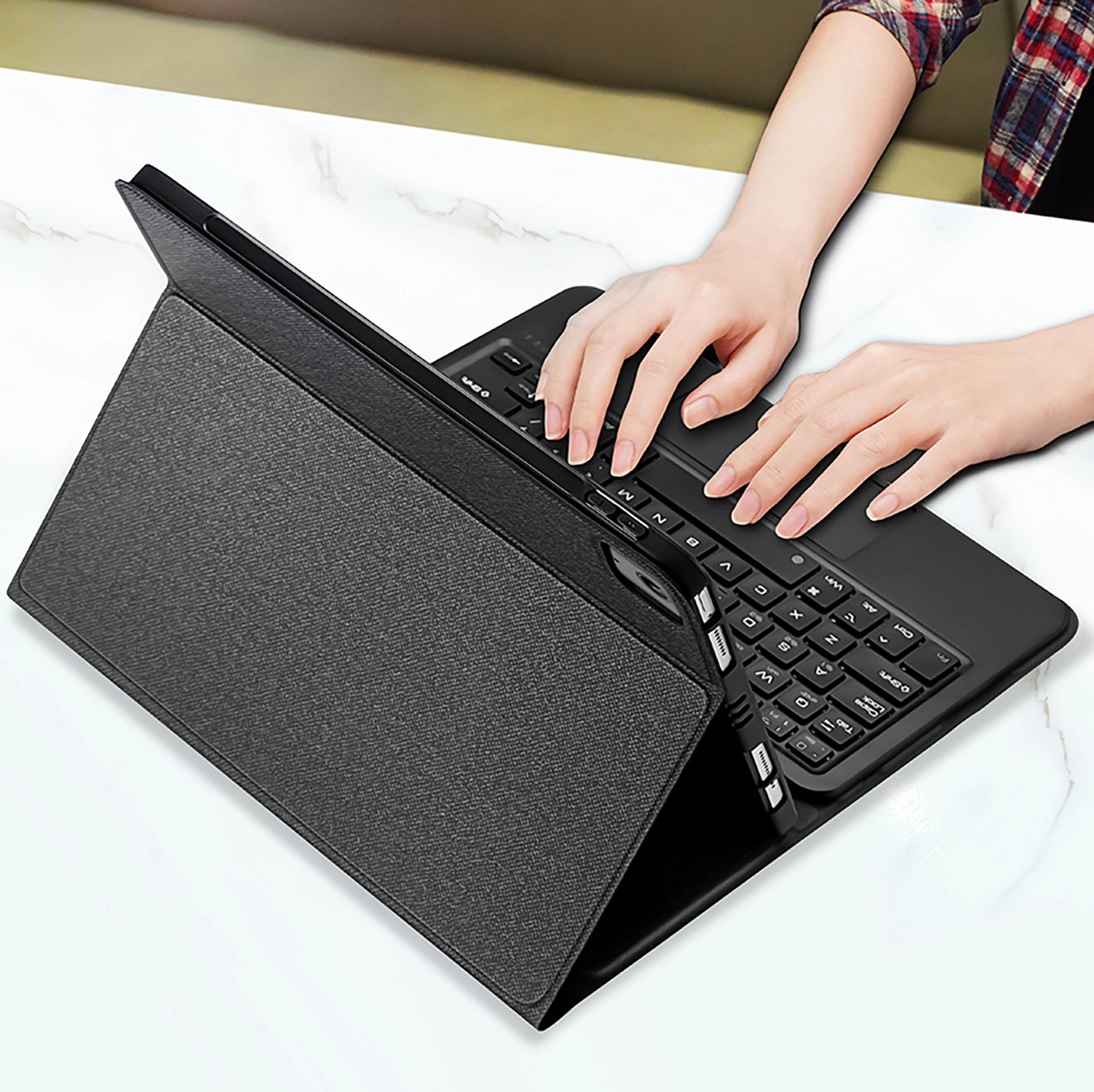 Tablet angled in Dux Ducis Keyboard case (TK Series)