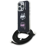 Karl Lagerfeld IML Crossbody Karl&amp;Choupette Head Case für iPhone 16 Pro - Schwarz