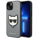 Karl Lagerfeld Saffiano Choupette Head Patch Hülle für iPhone 14 Plus - Silber