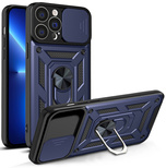 Hybrid Armor Camshield case for iPhone 13 Pro Max armored case with camera cover blue