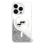 Karl Lagerfeld Liquid Glitter Karl &amp; Choupette Head Magsafe Case for iPhone 16 Pro Max - Clear