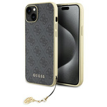 Guess 4G Charms Collection Hülle für iPhone 15 Plus – Grau