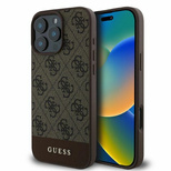 Etui Guess 4G Bottom Stripe na iPhone 16 Pro Max - brązowe