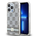 DKNY IML Checkered Mono Pattern &amp; Printed Stripes MagSafe case for iPhone 13 Pro / 13 - beige