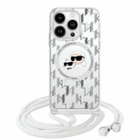 Karl Lagerfeld IML Crossbody Monogram Karl &amp; Choupette Head MagSafe Case for iPhone 16 Pro Max - Clear