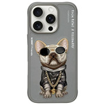Etui Nimmy Glasses Cool Dog na iPhone 16 Pro Max - szare