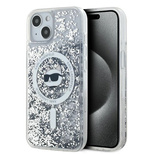 Karl Lagerfeld Liquid Glitter Choupette Head MagSafe-Hülle für iPhone 13 – transparent