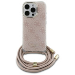 Guess Crossbody Cord 4G Print iPhone 16 Case - Pink