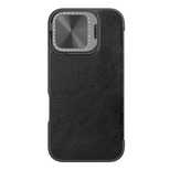 Nillkin Qin Prop Leather Case mit Kameraabdeckung und Ständer für iPhone 16 – Schwarz