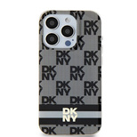 DKNY IML Checkered Mono Pattern &amp; Printed Stripes MagSafe Hülle für iPhone 11 / Xr – Schwarz