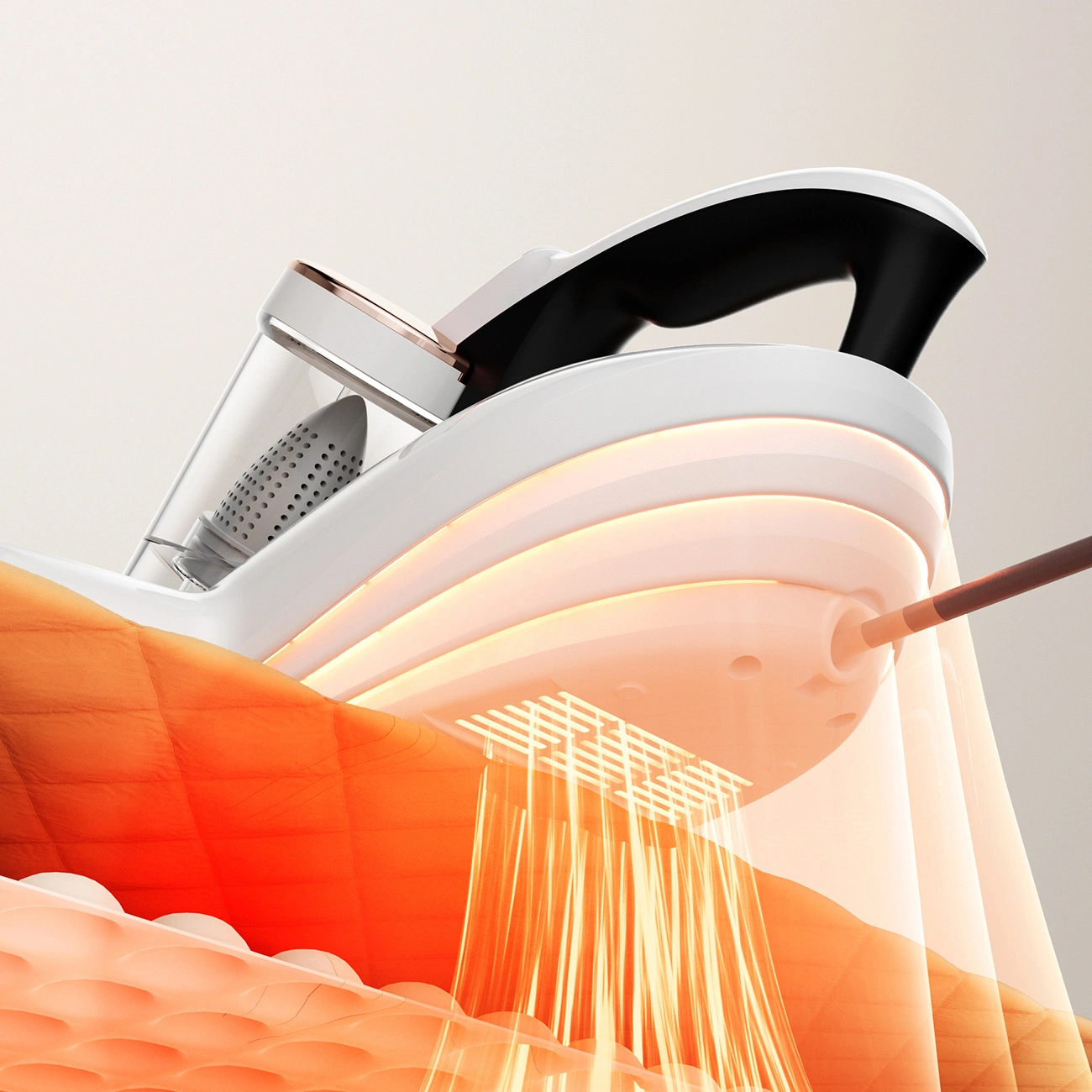 UWANT M600 vacuum cleaner blowing hot air into subsequent layers of the mattress.