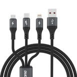 Dudao L3E 3 in 1 60 W MicroUSB USB-C Lightning Kabel 1,2 m – Schwarz