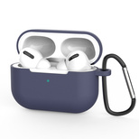 Case für AirPods Pro 2 / AirPods Pro Silikon Softcase für Kopfhörer + Schlüsselanhänger Karabiner-Anhänger blau (Case D)