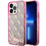 Guess GUHCP14LLC4PSGP iPhone 14 Pro 6.1" pink/pink hardcase Liquid Glitter 4G Transculent