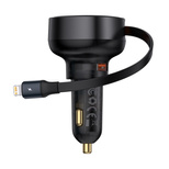 Baseus Enjoyment Pro 55W USB-A Car Charger with Retractable Lightning Cable - Black